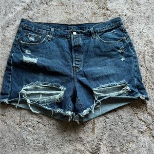 Levi's Blue Distressed Jean Shorts